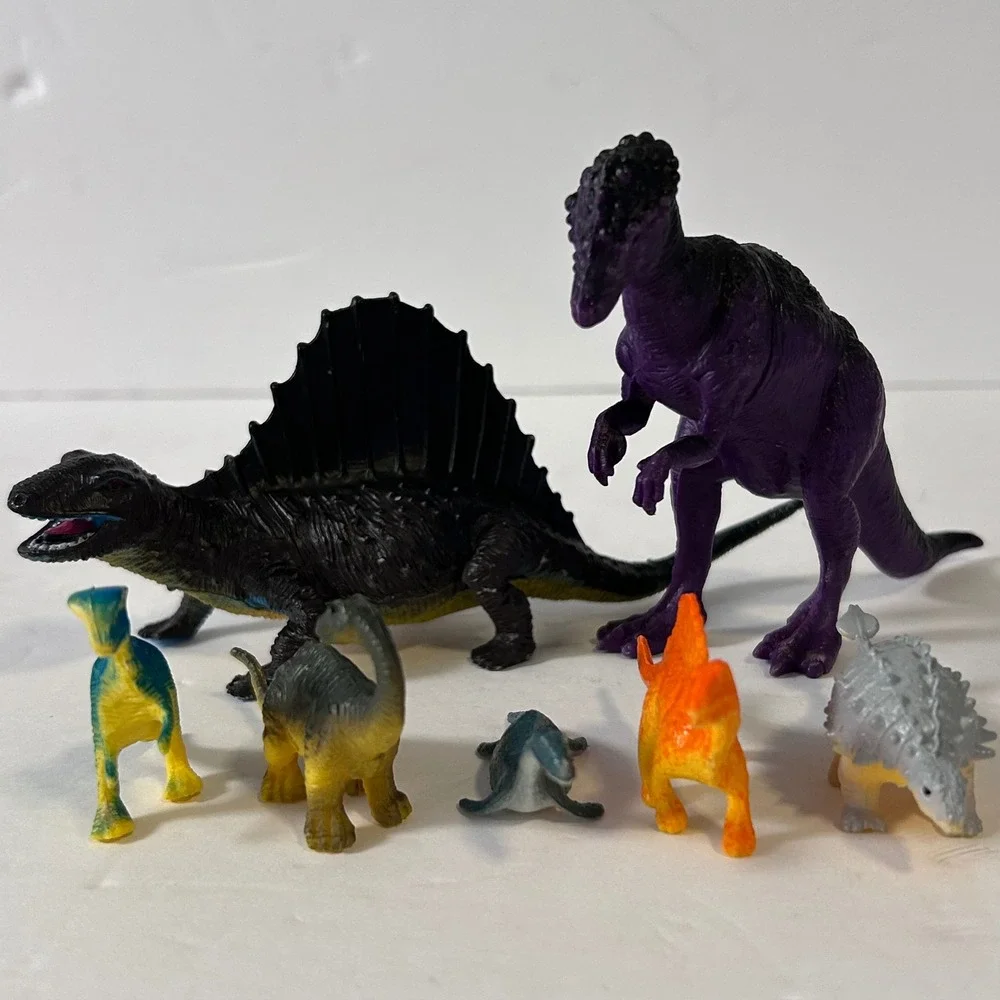 Vintage Style Dinosaur Toy Figure Lot of 7 Spinosaurus Pachycephalosaurus Multi